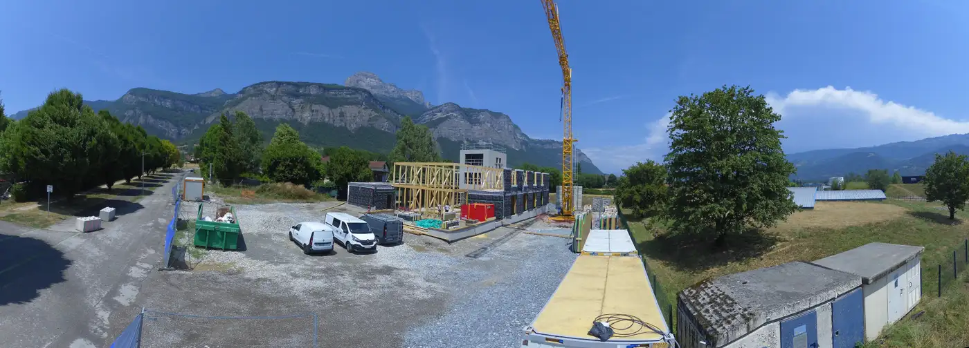 Chantier suivi en continu par timelapse, vue panoramique